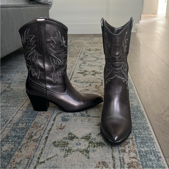 London Rag Silver Dixom Western Cowboy Boots Size 7 - Picture 9 of 13